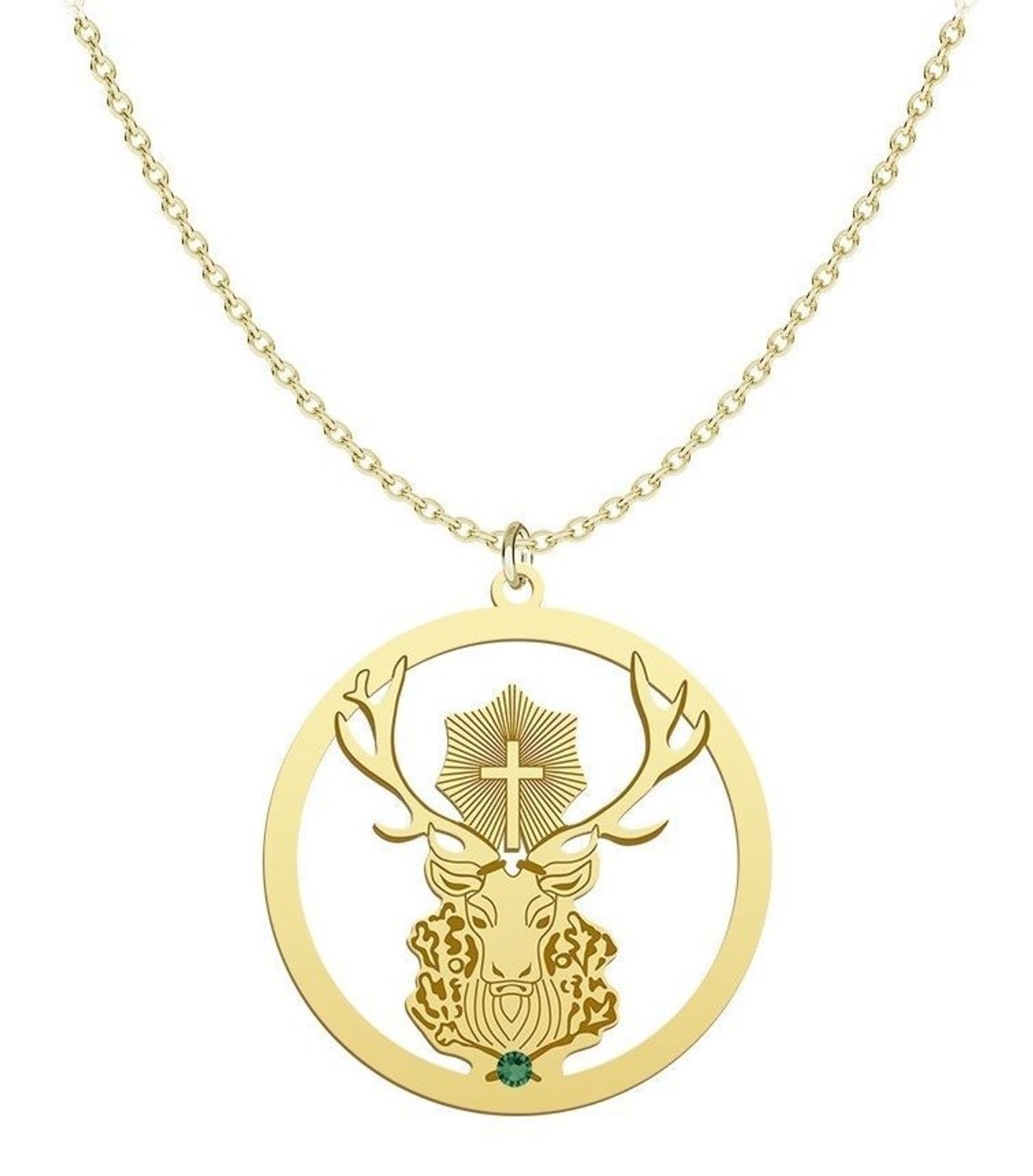 Srebrny naszyjnik celebrytka pozłacana Jeleń Św. Huberta DIA-NSZ-NR3 R552-ROD-ZŁ.jpg